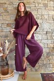 Santos Cushion Cotton Quirky Pant Aubergine?